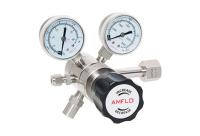Регулятор баллонный двухступенчатый AMFLO R31BQD никелированная латунь , 6-ти портовый с двумя манометрами, давление на входе до 206 бар. CV-0.08